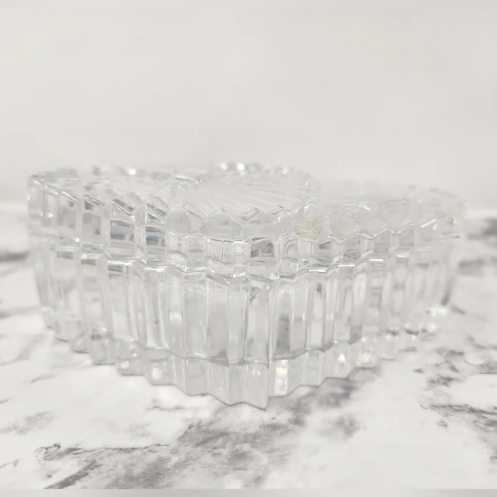 Clear Glass Triple Heart Trinket Box